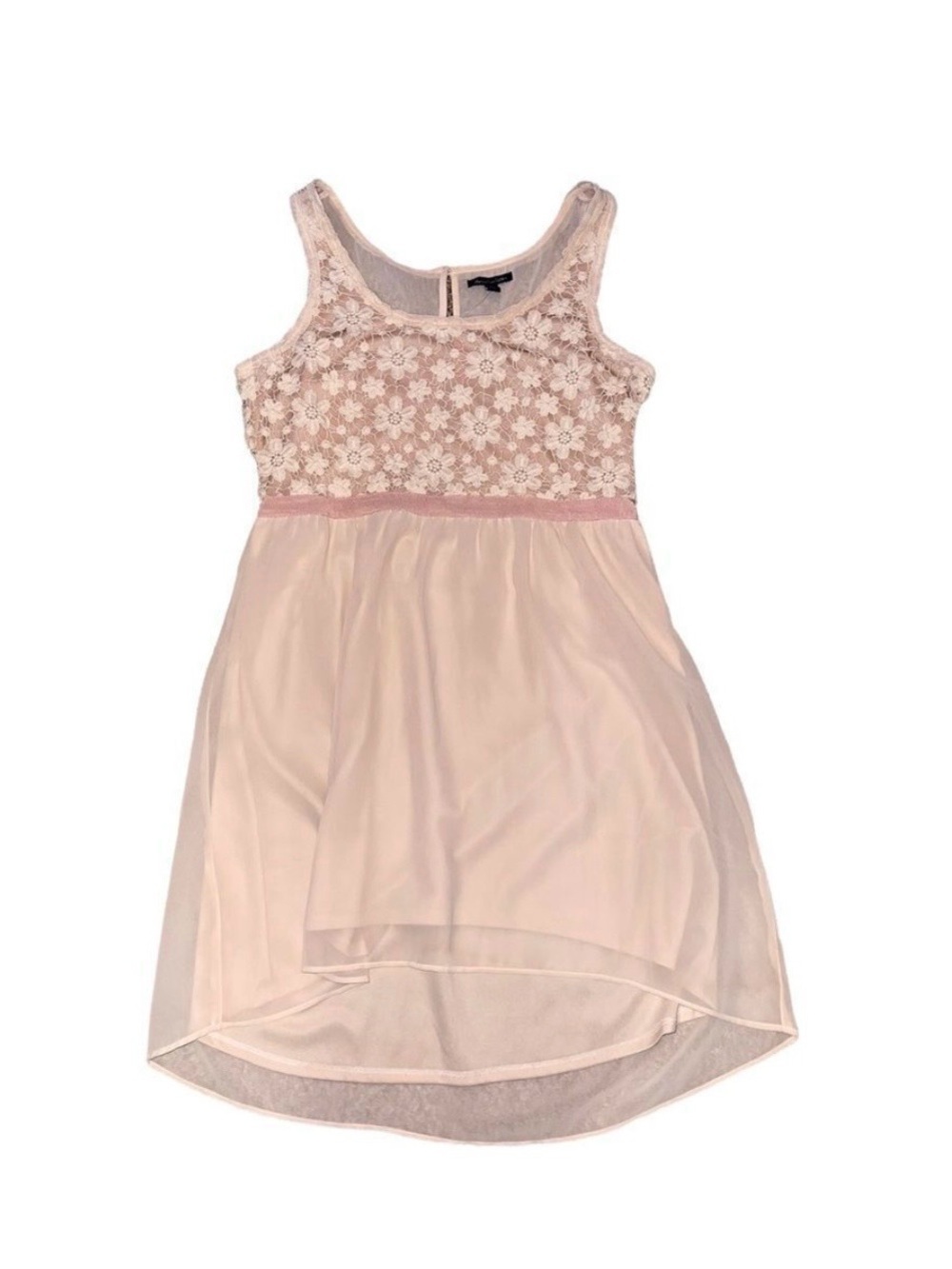 American Eagle Cream Floral Crochet Chiffon Dress Medium
